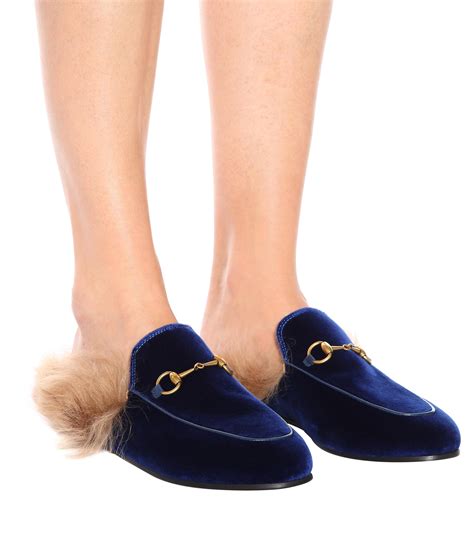 gucci princetown velvet blue|Gucci Princetown Fur.